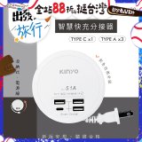 【KINYO】4USB收納智慧快充分接器 (GIU-400)