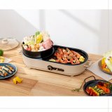 【KINYO】2.5L雙溫控火烤兩用爐/料理鍋/電火鍋(烤盤/火鍋兩用BP-092)