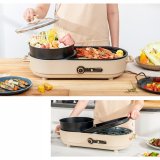 【KINYO】2.5L雙溫控火烤兩用爐/料理鍋/電火鍋(烤盤/火鍋兩用BP-092)