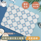 【窩在家 All In Home】吸嘻醬-文創珪藻土地墊-淡藍瓷磚