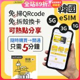 jetfi 韓國eSIM 1GB／3GB／5GB