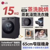 【送一年份洗衣精】LG AI DD™蒸氣滾筒洗衣機 (蒸洗脫烘)｜15公斤｜WD-S15NDB (夜墨灰)
