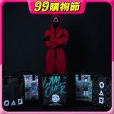 【BIGGER】魷魚遊戲 摺疊附輪拖拉袋 (贈魷魚遊戲造型擦手巾)