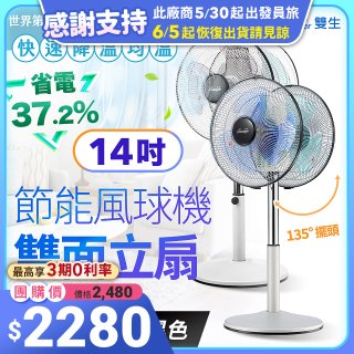 雙生 節能風球機雙面立扇