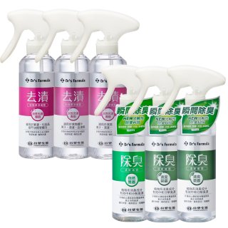【台塑生醫】Dr's Formula 除臭清新噴霧+去漬衣物潔淨噴霧 4款6入組