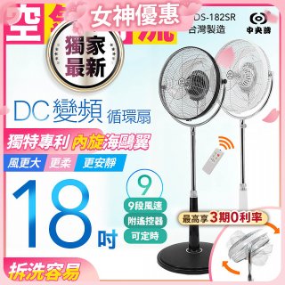 486團購獨家款【中央牌】18吋DC節能內旋式遙控循環立扇KDS-182SR