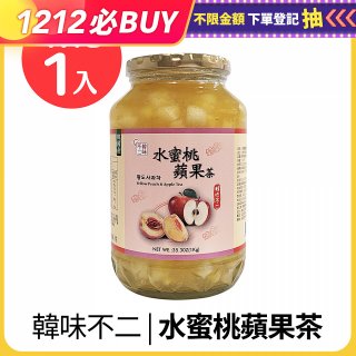 【韓味不二】生茶系列-水蜜桃蘋果茶1kg/瓶 效期2025/03