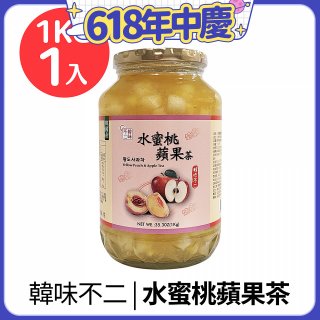 【韓味不二】生茶系列-水蜜桃蘋果茶1kg/瓶 效期2025/03