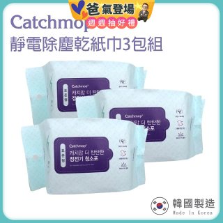 韓國Catchmop 輕巧平板拖把專用靜電除塵乾紙巾3包組