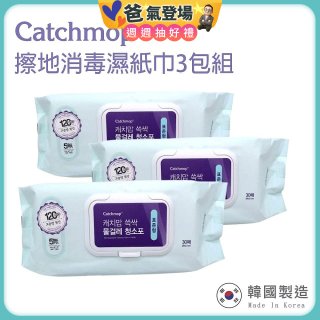 韓國Catchmop 輕巧平板拖把專用擦地消毒濕紙巾3包組