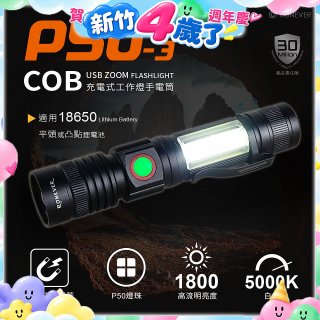 【免運】RONEVER 充電式手電筒 PA-P50-3 (附電池收納盒) 