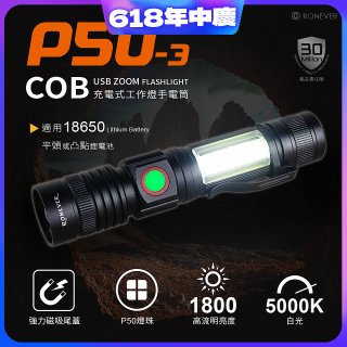 RONEVER 充電式手電筒 PA-P50-3 (附電池收納盒) 