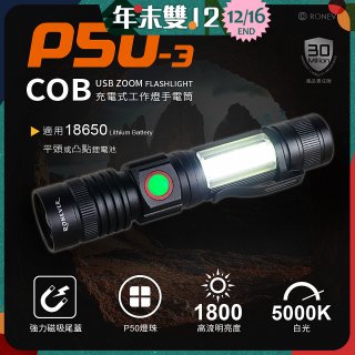 RONEVER 充電式手電筒 PA-P50-3 (附電池收納盒) 