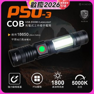 RONEVER 充電式手電筒 PA-P50-3 (附電池收納盒) 