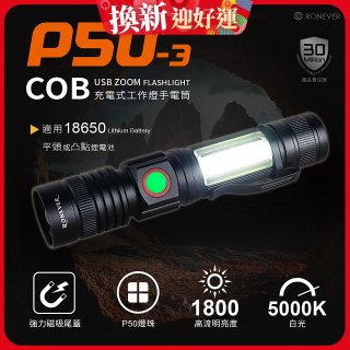RONEVER 充電式手電筒 PA-P50-3 (附電池收納盒) 