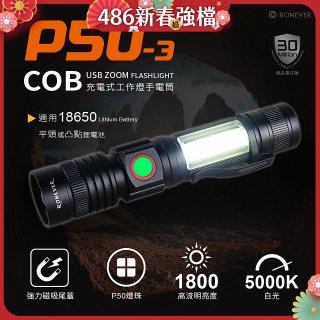 RONEVER 充電式手電筒 PA-P50-3 (附電池收納盒) 