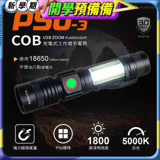 【免運】RONEVER 充電式手電筒 PA-P50-3 (附電池收納盒) 