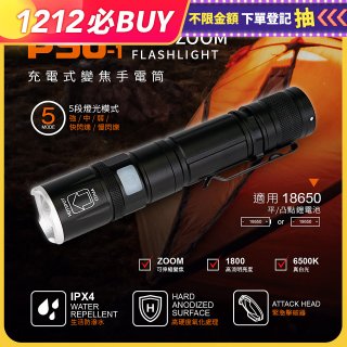 RONEVER 充電式手電筒 PA-P50-1 (附電池收納盒)