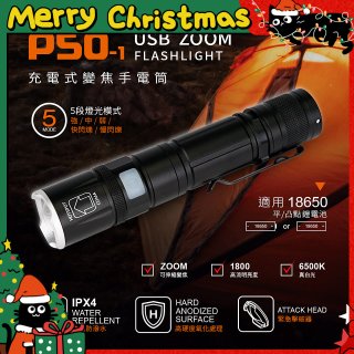 RONEVER 充電式手電筒 PA-P50-1 (附電池收納盒)