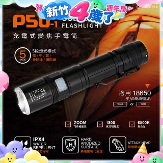【免運】RONEVER 充電式手電筒 PA-P50-1 (附電池收納盒)