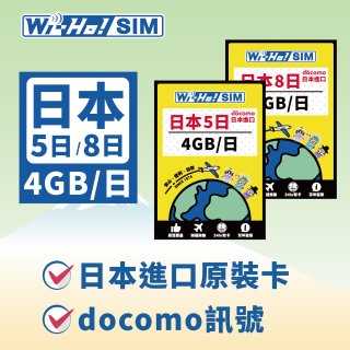 Wi-Ho! 日本5日／8日每日4GB上網卡