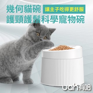 uah有哈 幾何貓碗護頸護鬚科學寵物碗