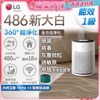 【母親節快閃價】LG PuriCare™ 360°超淨化大白空氣清淨機-Hit 新大白 (AS601HWG0)