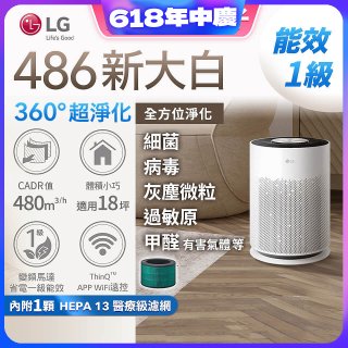 【限時快閃價】LG PuriCare™ 360°超淨化大白空氣清淨機-Hit 新大白 (AS601HWG0)