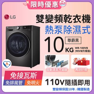 【限時下殺】LG 免曬衣乾衣機｜10公斤 (尊爵黑) WR-100VB