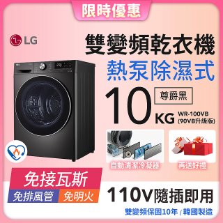 【限時下殺】LG 免曬衣乾衣機｜10公斤 (尊爵黑) WR-100VB