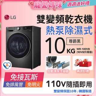 【母親節下殺加碼送】LG 免曬衣乾衣機｜10公斤 (尊爵黑) WR-100VB