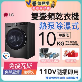 【限時下殺】LG 免曬衣乾衣機｜10公斤 (尊爵黑) WR-100VB