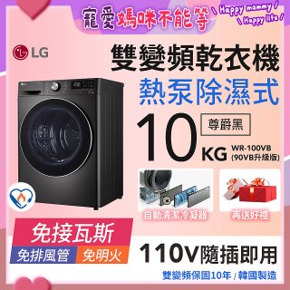 LG 免曬衣乾衣機｜10公斤 (尊爵黑) WR-100VB