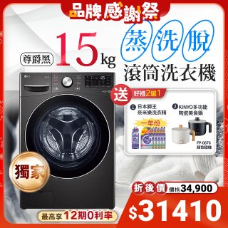 【下殺加碼送】獨家 LG WiFi 蒸氣滾筒洗衣機 (蒸洗脫)｜洗衣15公斤 (尊爵黑) WD-S15TBB