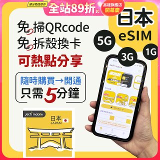jetfi 日本eSIM 1GB／3GB／5GB