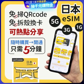jetfi 日本eSIM 1GB／3GB／5GB