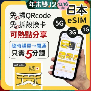 jetfi 日本eSIM 1GB／3GB／5GB