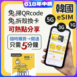 jetfi 韓國eSIM 1GB／3GB／5GB
