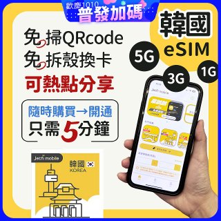 jetfi 韓國eSIM 1GB／3GB／5GB