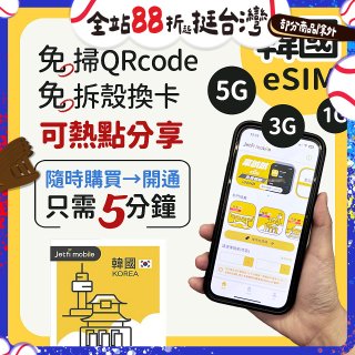 jetfi 韓國eSIM 1GB／3GB／5GB