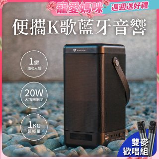 【YOULISN優力神】便攜K歌藍牙音響 S12 雙麥克風組