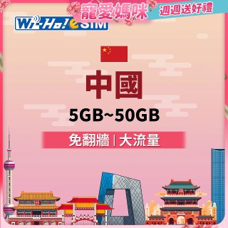 Wi-Ho! eSIM中國5日／8日／15日／30日