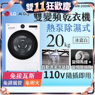 LG AI Dry™ 免曬衣乾衣機｜20公斤 (冰瓷白) WR-20DW