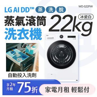 LG 家電租賃－AI DD™蒸氣滾筒洗衣機 (蒸洗脫)｜22公斤(WD-S22FW)
