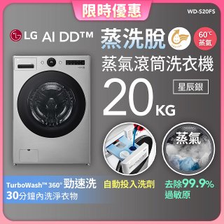 LG AI DD™蒸氣滾筒洗衣機 (蒸洗脫)｜20公斤｜WD-S20FS (星辰銀)