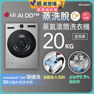LG AI DD™蒸氣滾筒洗衣機 (蒸洗脫)｜20公斤｜WD-S20FS (星辰銀)