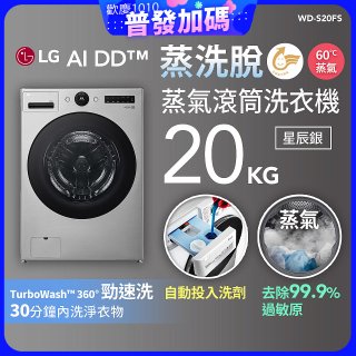 LG AI DD™蒸氣滾筒洗衣機 (蒸洗脫)｜20公斤｜WD-S20FS (星辰銀)