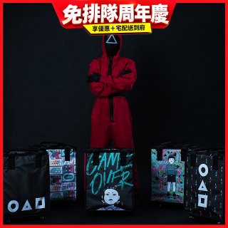 【BIGGER】魷魚遊戲 摺疊附輪拖拉袋 (贈魷魚遊戲造型擦手巾)