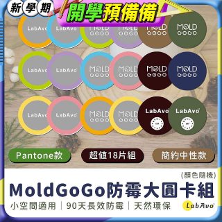 MoldGoGo防霉大圓卡18片組_Pantone款 玫瑰花香／中性款 木質香