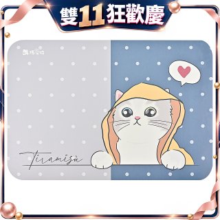 【瑪思特】頂級軟式珪藻土吸水地墊-貓咪系列(60*40cm) 雨衣小貓